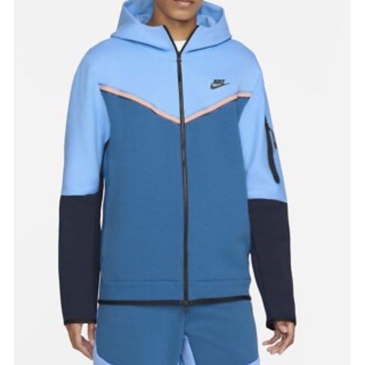 Nike Mens Sportswear Tech Fleece Full Zip Hoodie Cotton University Blue Sz M